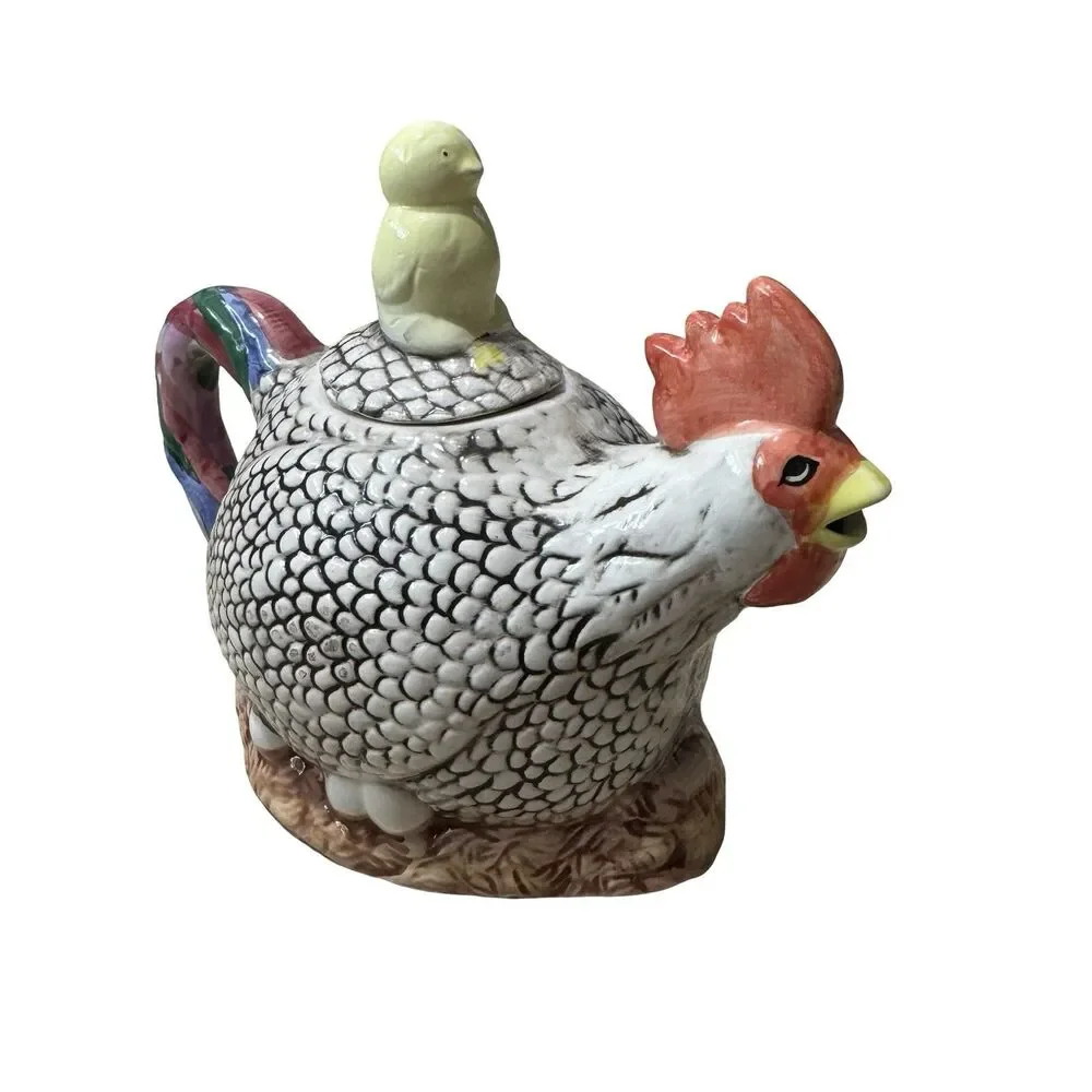 Rooster With Chicks Teapot Kitchen Decor Easter Decor Coffee Spring Cottagecore